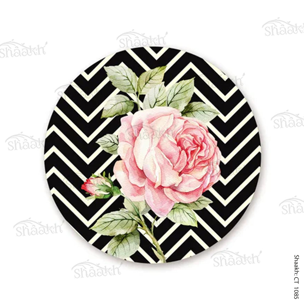 Rose with Chevron Background Coasters | CT 1085
