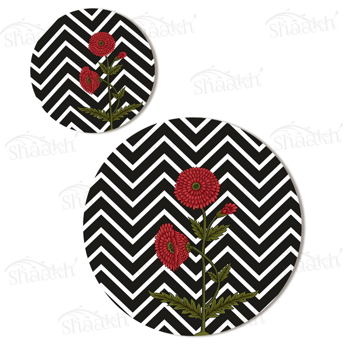Ethnic Poppy with Modern Twist Coordinated Set | TWC 083 (8 Mats, 4 Trivets)