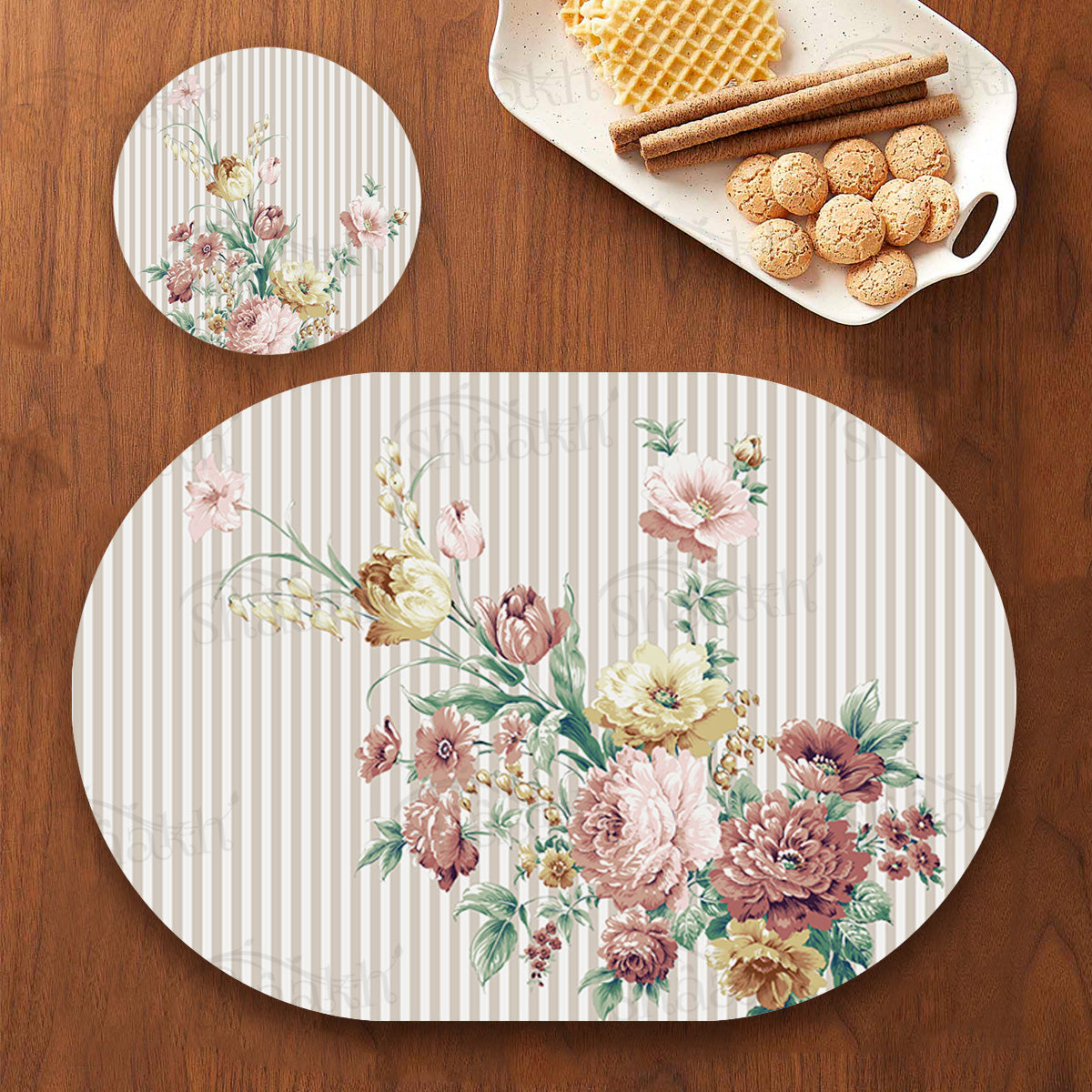 Floral Fantasy Coordinated Set | TWC 086 (8 Mats, 4 Trivets)