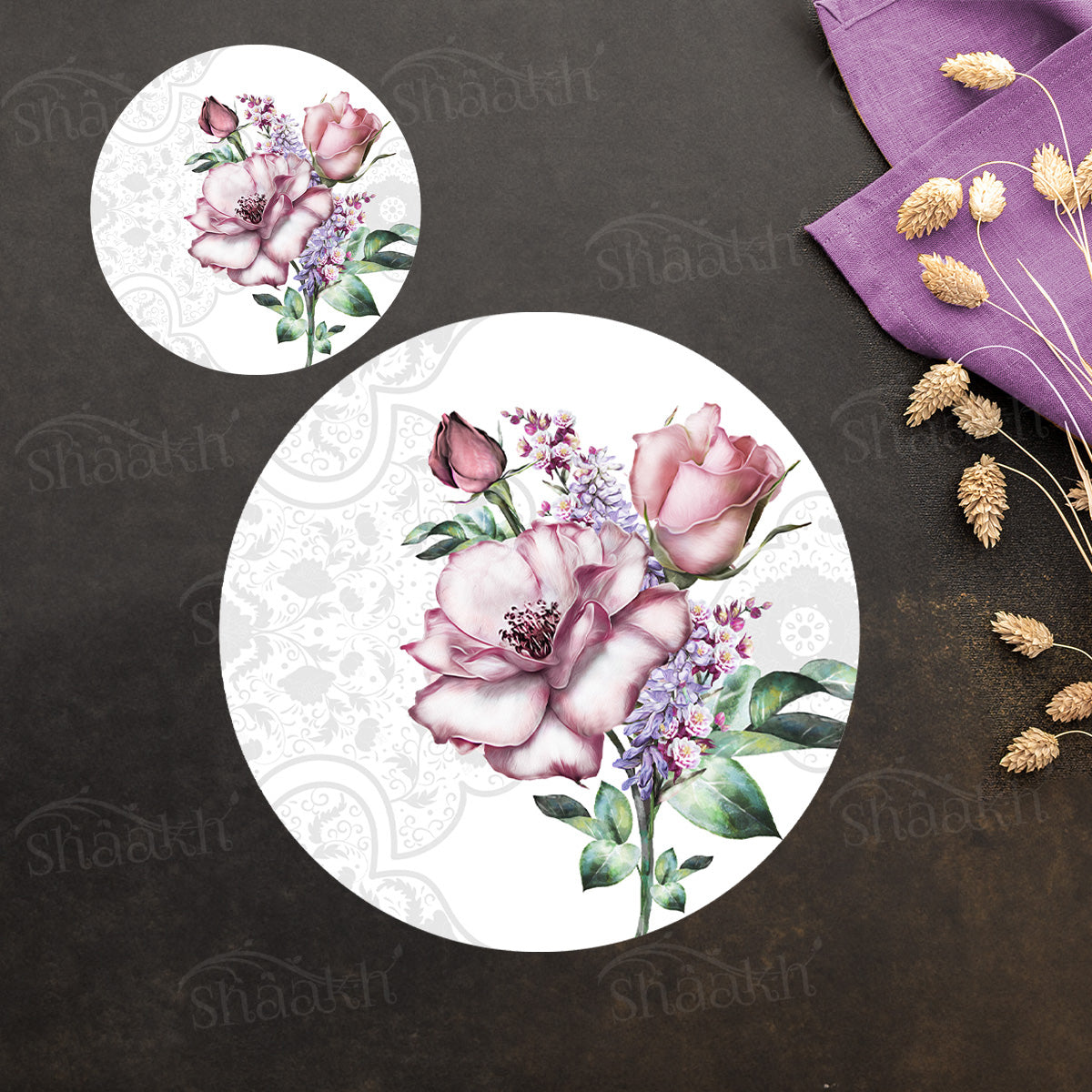 Flower in Pastel Coordinated Set | TWC 087 (8 Mats, 4 Trivets)
