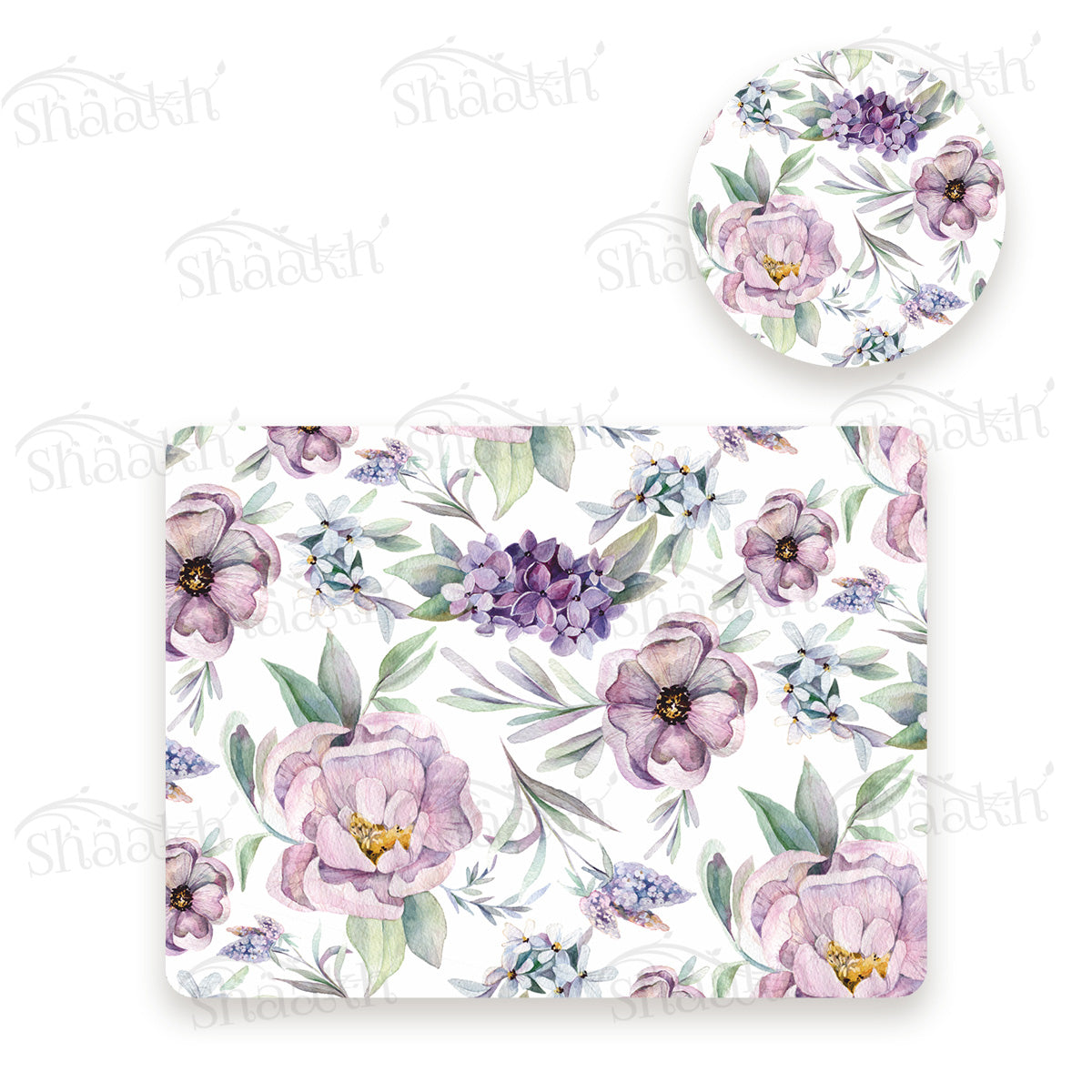 Lavender Florals Coordinated Set | TWC 088 (8 Mats, 4 Trivets)