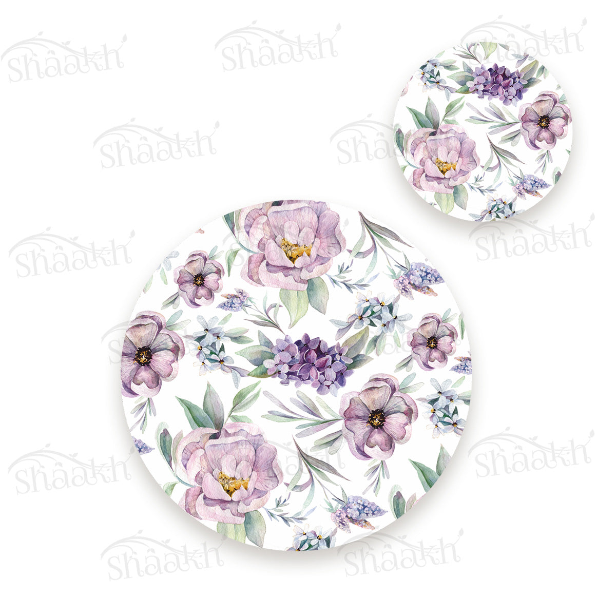 Lavender Florals Coordinated Set | TWC 088 (8 Mats, 4 Trivets)