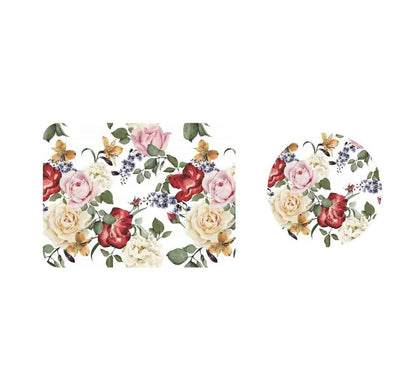 Pink and red roses Coordinated Mats & Trivets Set | TWC 010 ( 8 Mats, 4 Trivets )
