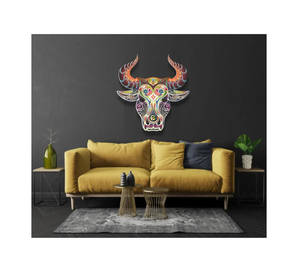 Multicolor Bull Head on Steel SWA 009