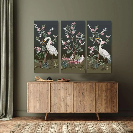 Oriental Flowers and Birds Lattice Art-Green