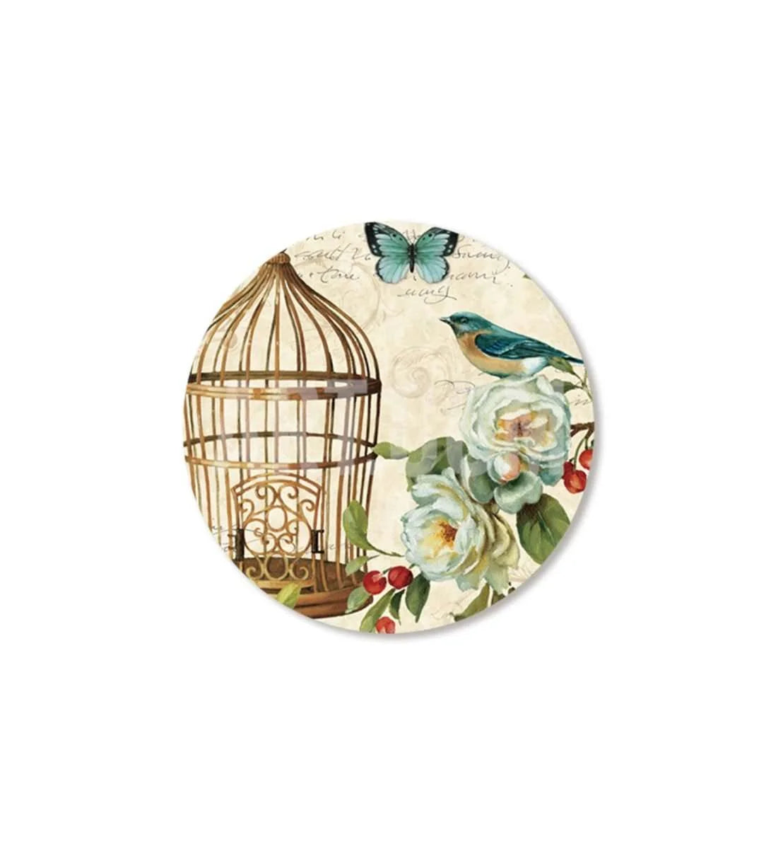 Vintage Bird Cage Wall Plate -Golden | RWA 002