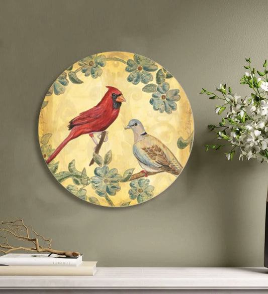 Vintage Birds Wall Plate – Red | RWA 004