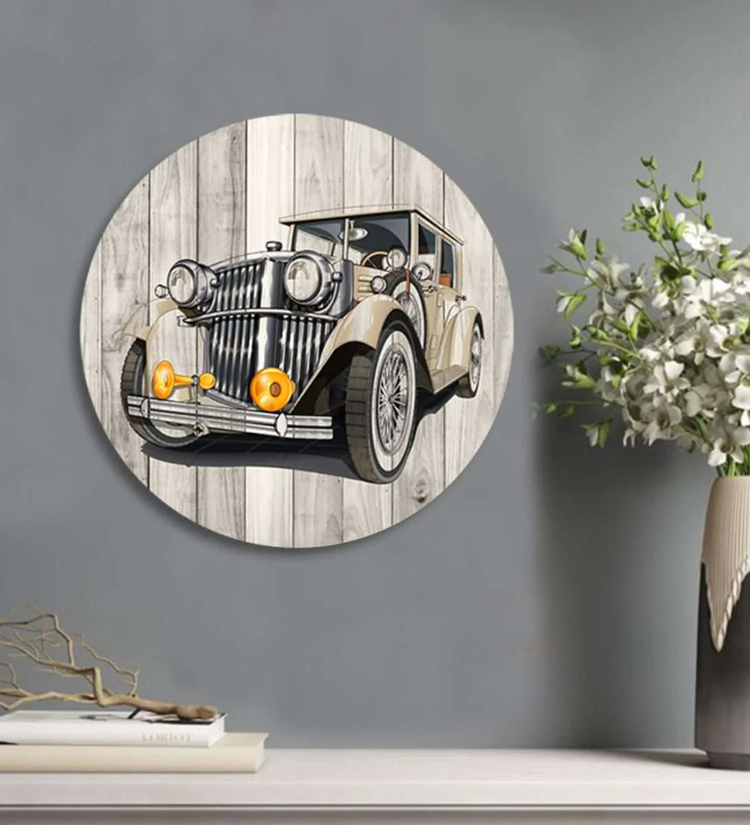 Vintage car Wall Plate -Beige | RWA 011