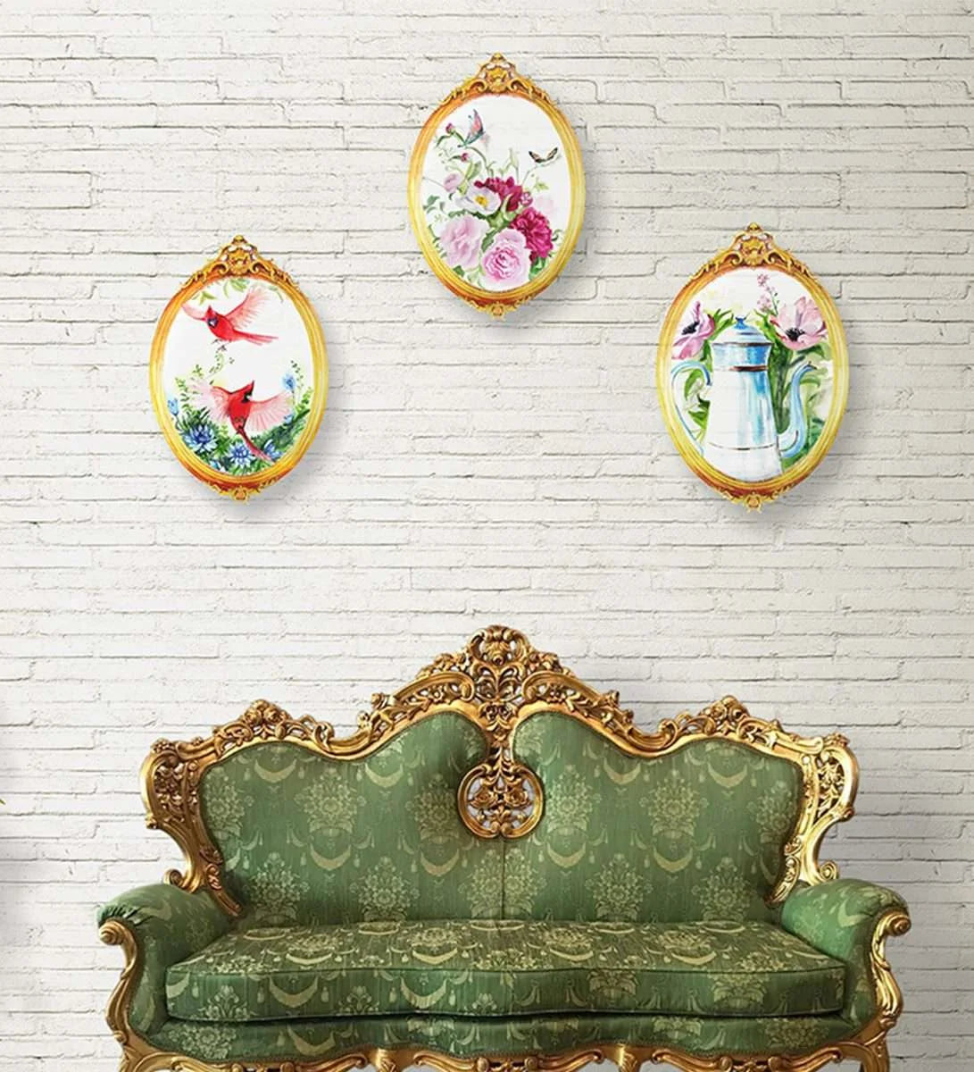 Floral Arrangement With Baroque Border Wall Plate | RWA 014