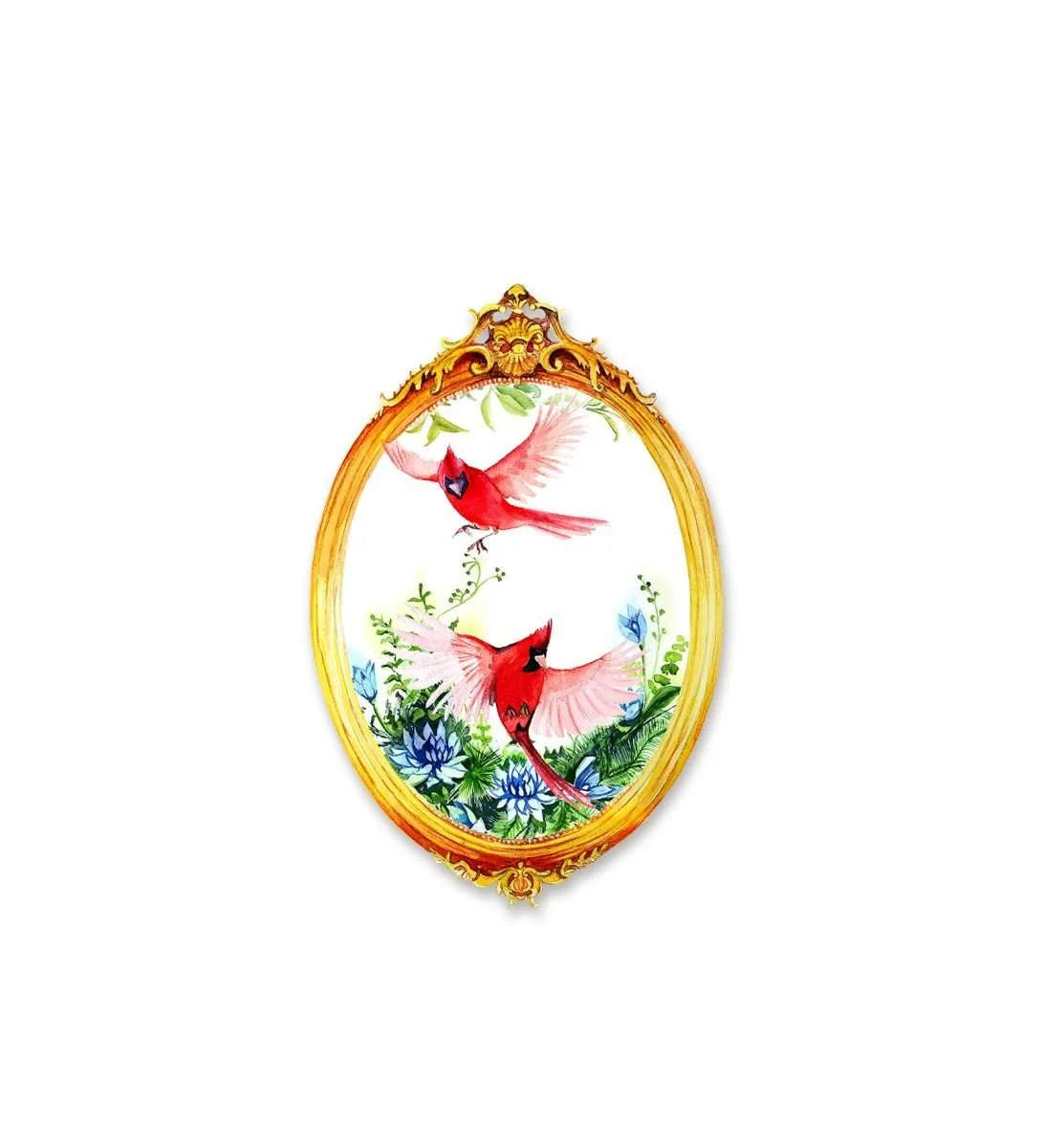 Love Birds In A Baroque Frame Wall Plate | RWA 013