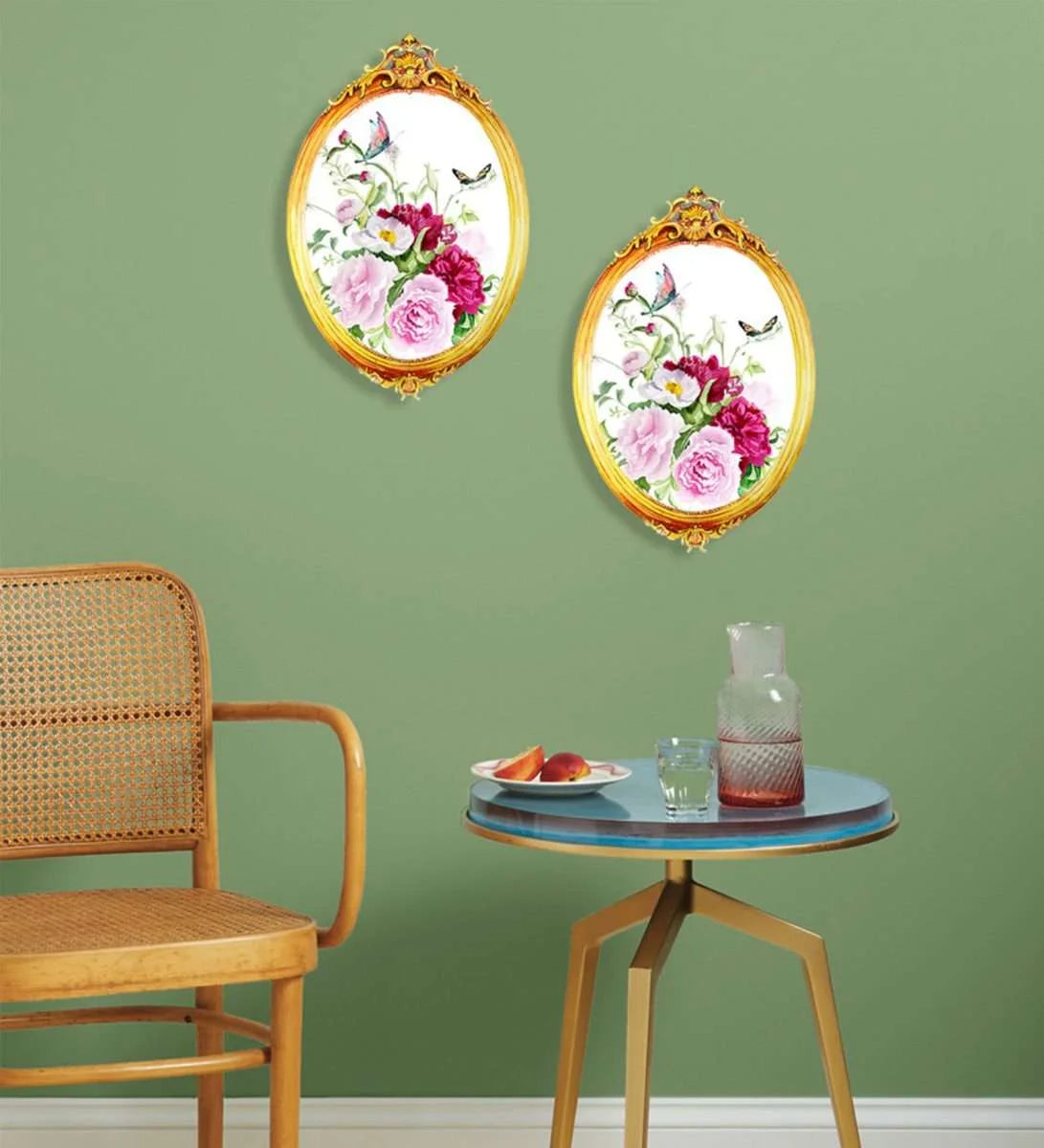 Floral Arrangement With Baroque Border Wall Plate | RWA 014