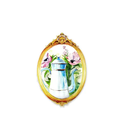 Vintage Coffee Pot With Baroque Border Wall Plate | RWA 015