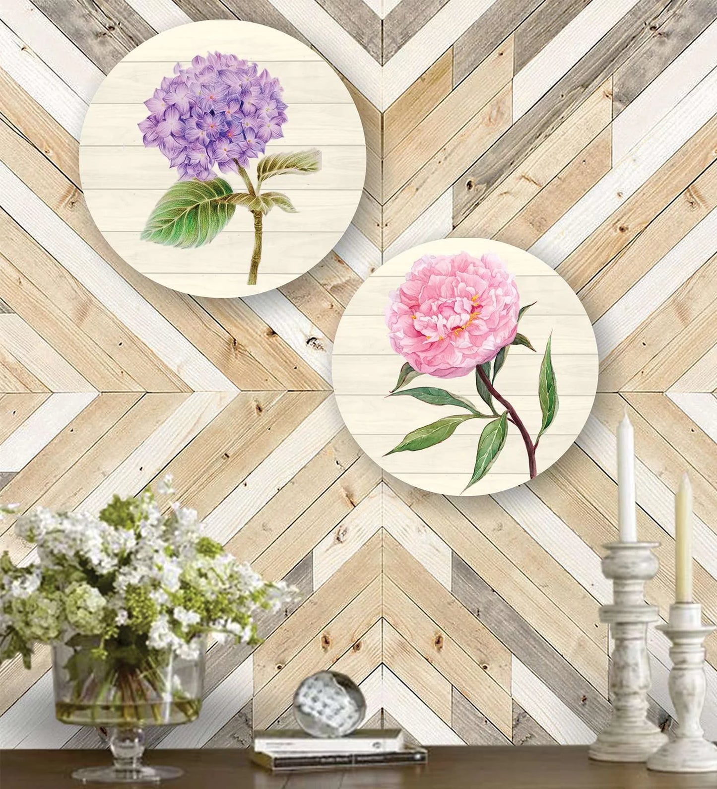 Pink Flower on Wooden Pallets Wall Plate | RWA 019