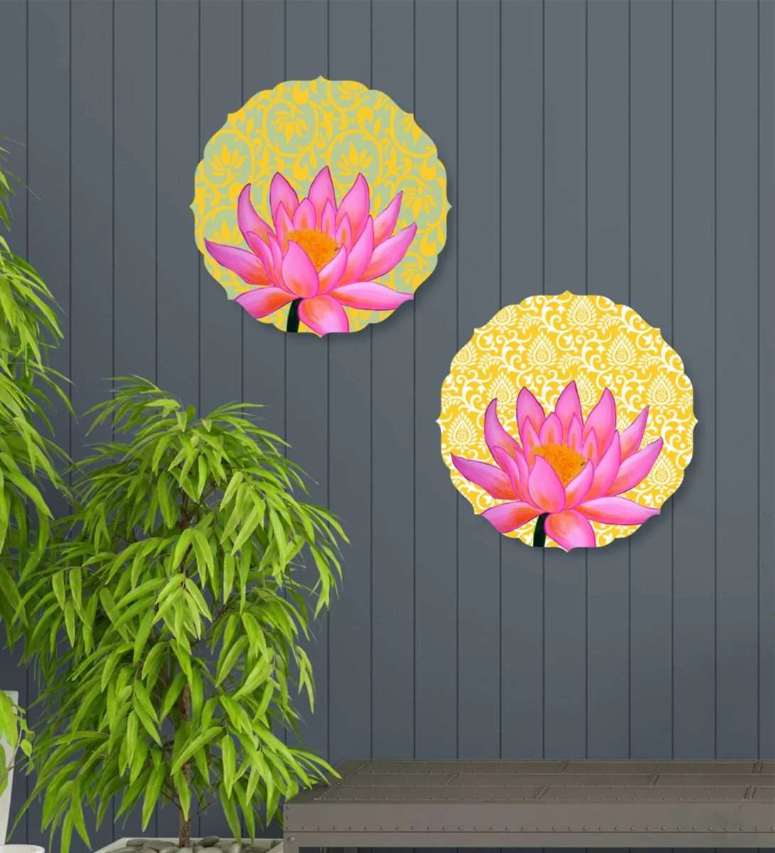 Pink Lotus Wall Plate- Yellow | RWA 005