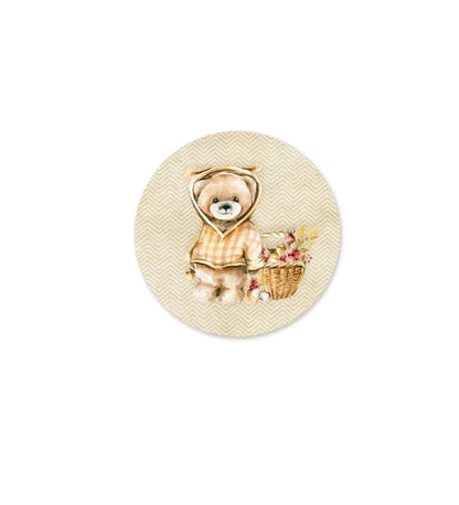 Teddy With A Flower Basket wall plate | RWA 063