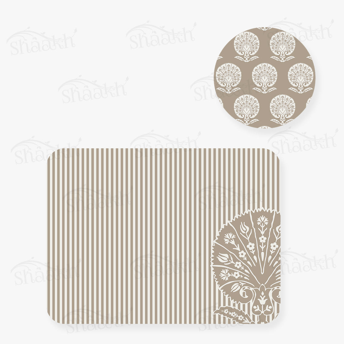 Ottoman Flower on striped background Coordinated Mats & Trivets Set | TWC 044 ( 8 Mats, 4 Trivets )