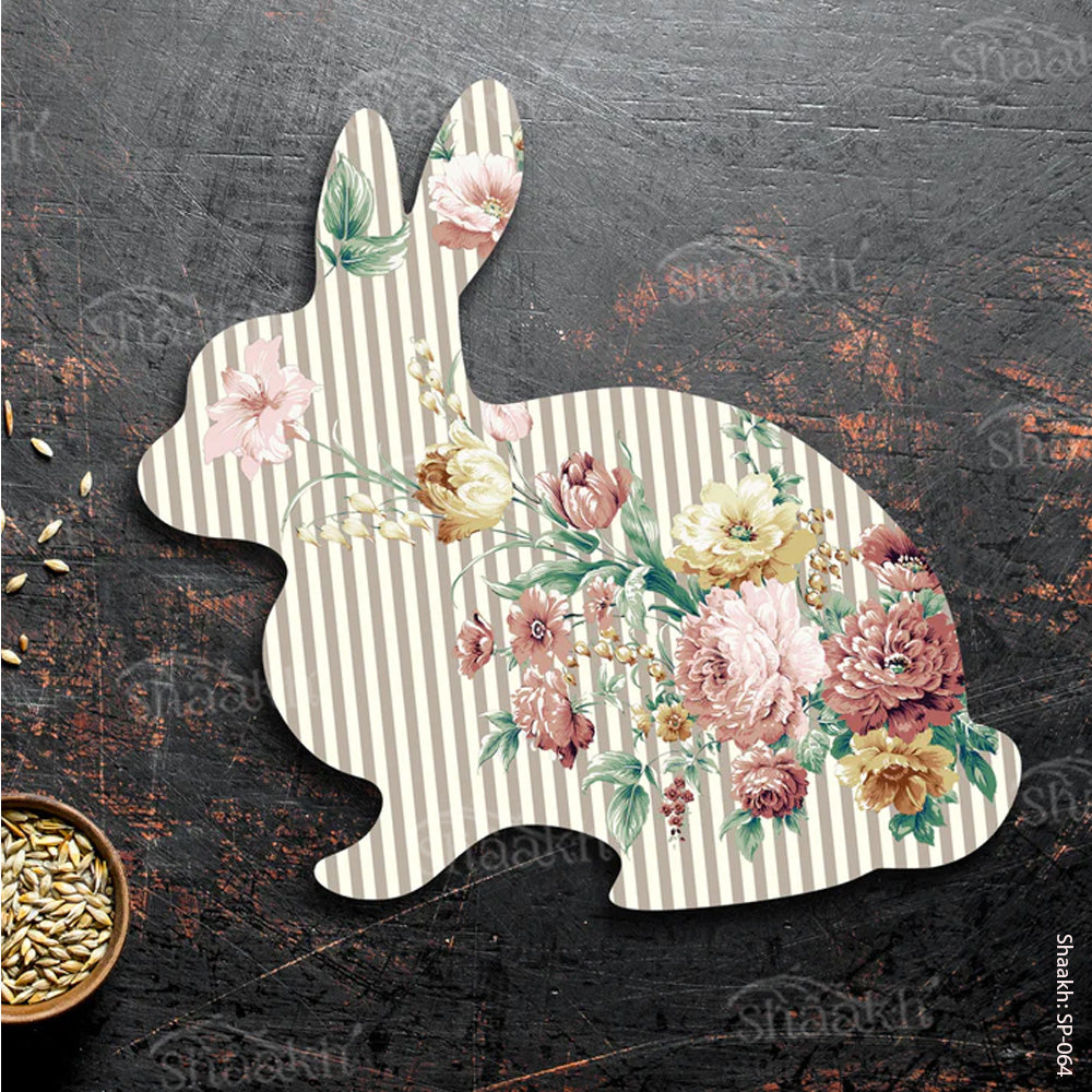 Striped Floral Bunny shaped Platter | SP-064