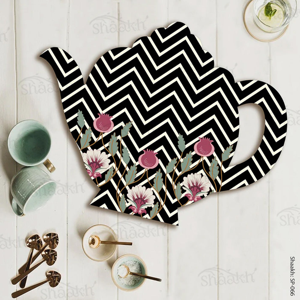 Chevron Mughal Motifs kettle Shaped Platter | SP-066