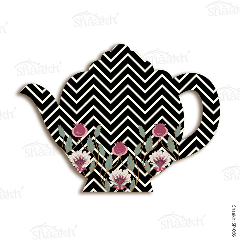 Chevron Mughal Motifs kettle Shaped Platter | SP-066