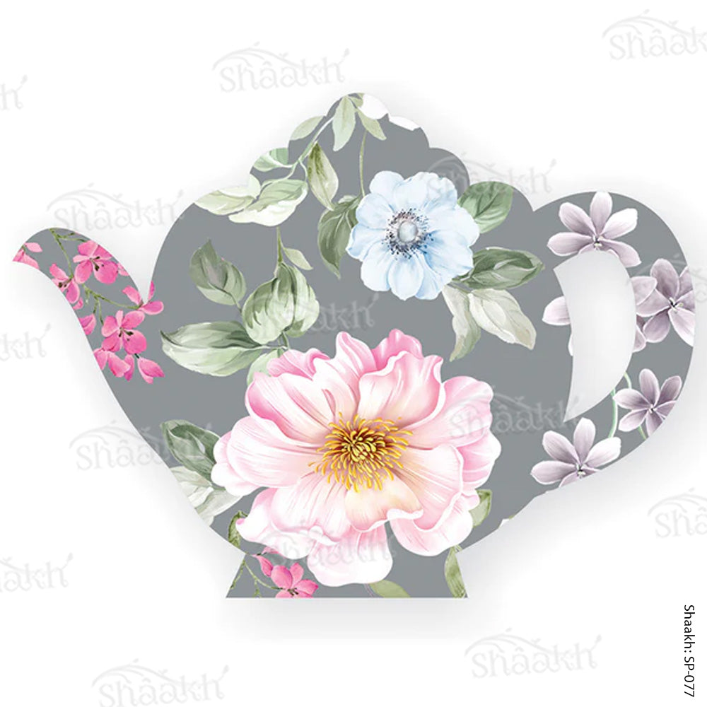 Pink Roses on Grey Kettle Shaped Platter | SP-077