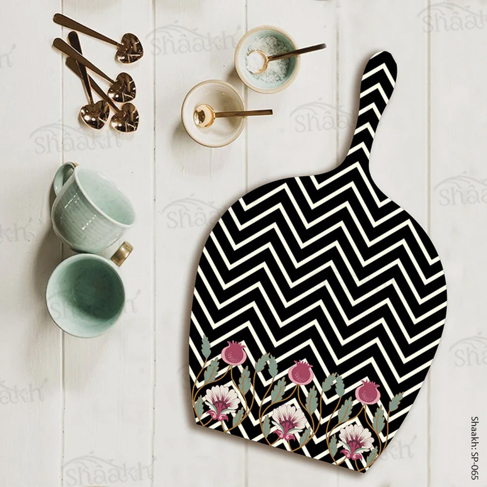 Chevron print with Mughal Motifs Platter | SP-065