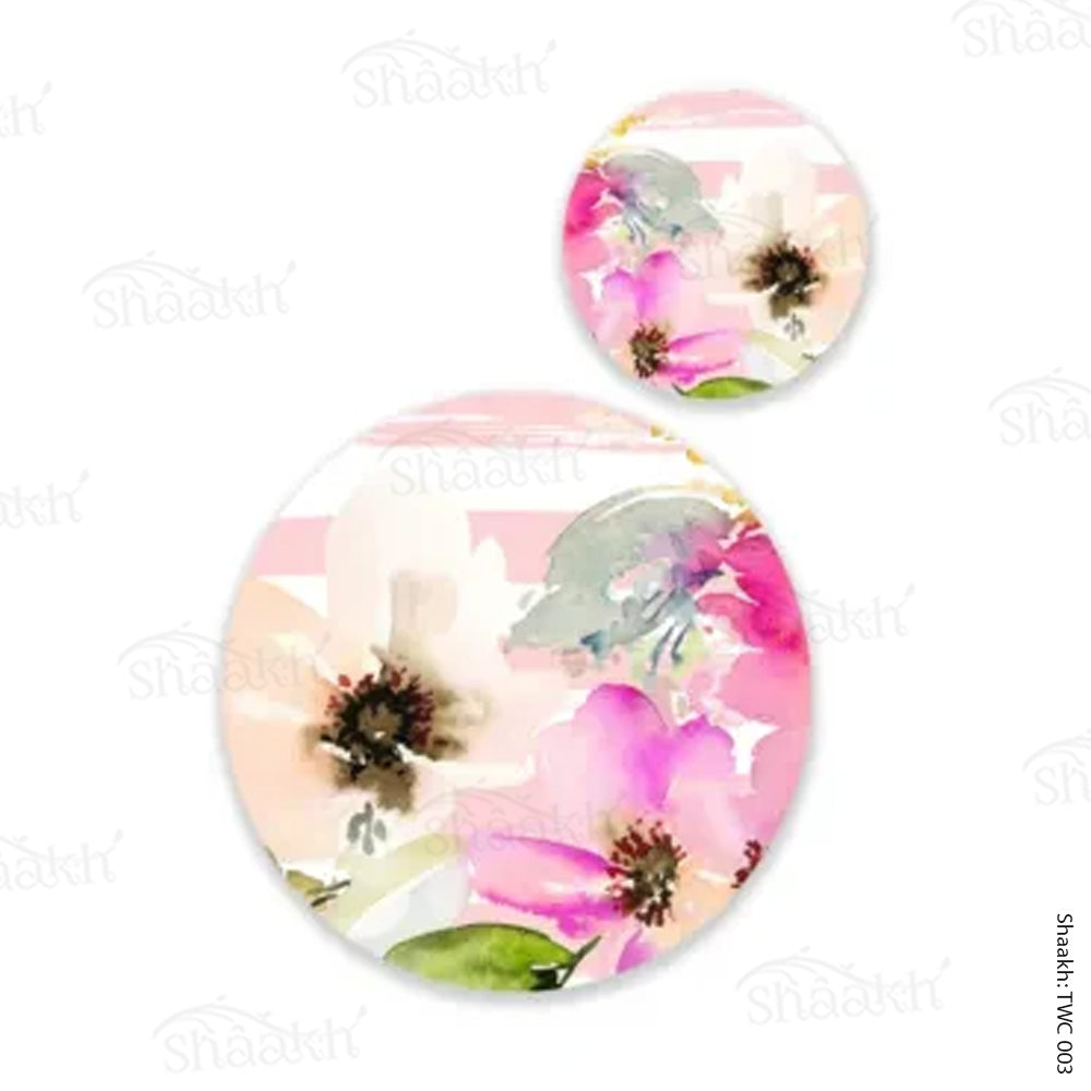 Deconstructed Pastel Color Flowers Coordinated Set | TWC 003 ( 8 Mats, 4 Trivets )