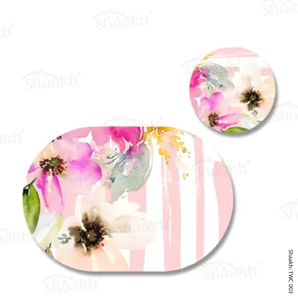 Deconstructed Pastel Color Flowers Coordinated Set | TWC 003 ( 8 Mats, 4 Trivets )