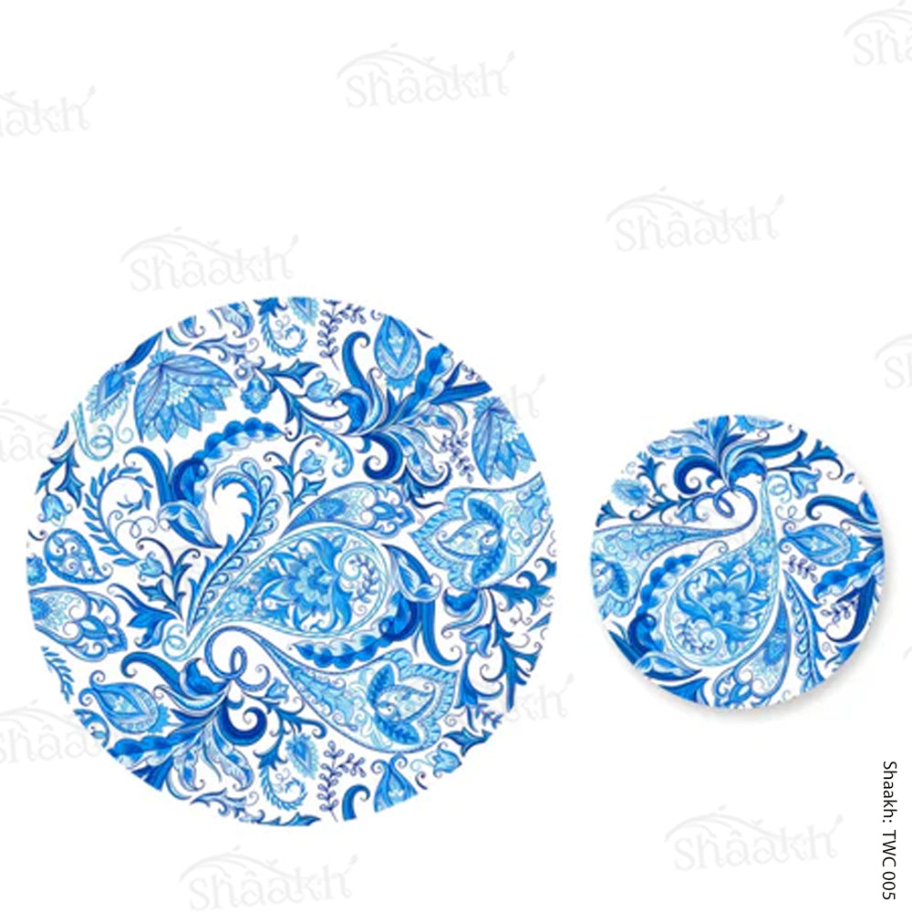 Blue Paisley Coordinated Mats & Trivets Set | TWC 005 ( 8 Mats, 4 Trivets )