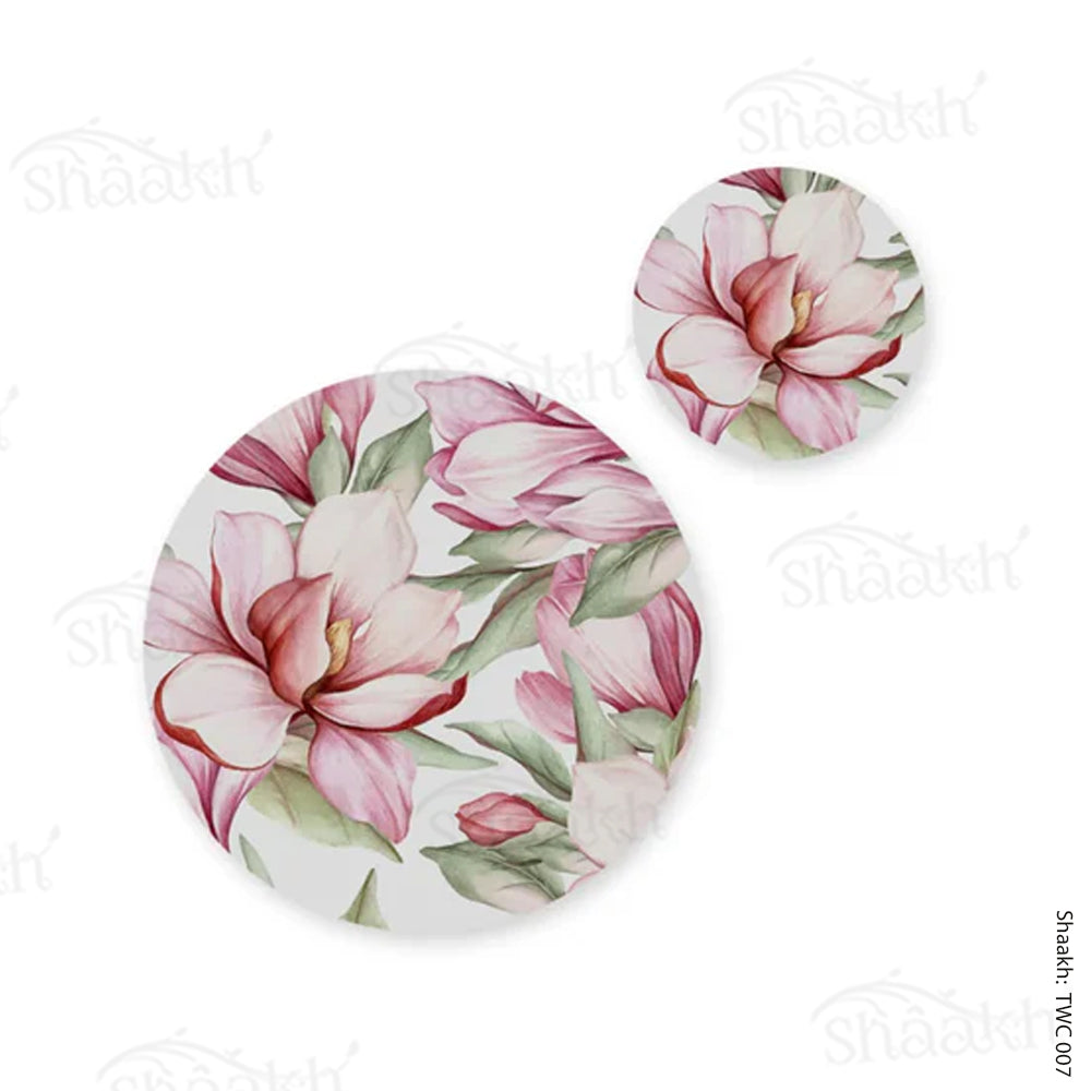 Blooming magnolia Coordinated Mats & Trivets Set | TWC 007 (8 Mats, 4 Trivets)