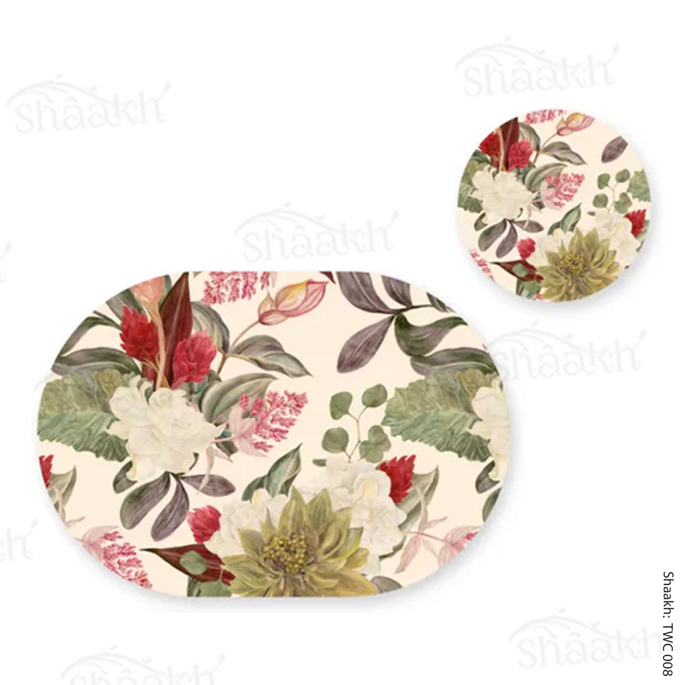 “Exotic Blooms” Coordinated Mats & Trivets Set | TWC 008 (8 Mats, 4 Trivets)