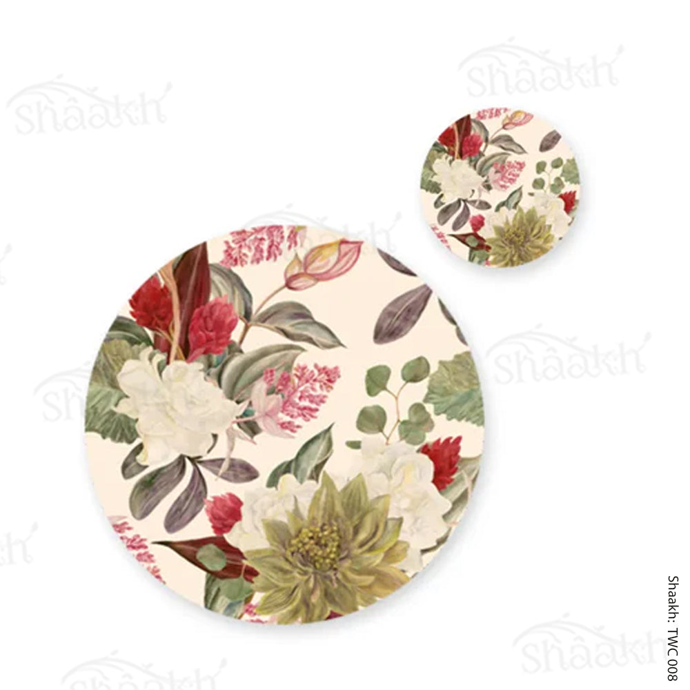 “Exotic Blooms” Coordinated Mats & Trivets Set | TWC 008 (8 Mats, 4 Trivets)