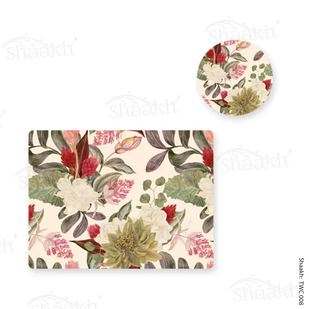 “Exotic Blooms” Coordinated Mats & Trivets Set | TWC 008 (8 Mats, 4 Trivets)