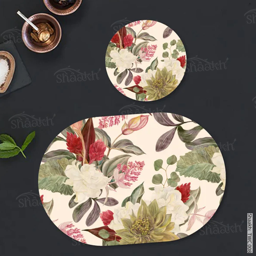 “Exotic Blooms” Coordinated Mats & Trivets Set | TWC 008 (8 Mats, 4 Trivets)