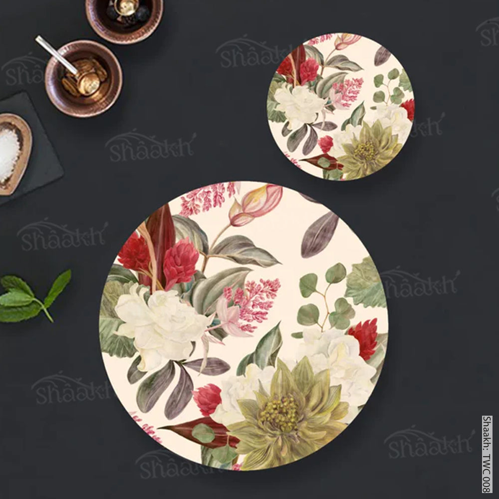“Exotic Blooms” Coordinated Mats & Trivets Set | TWC 008 (8 Mats, 4 Trivets)