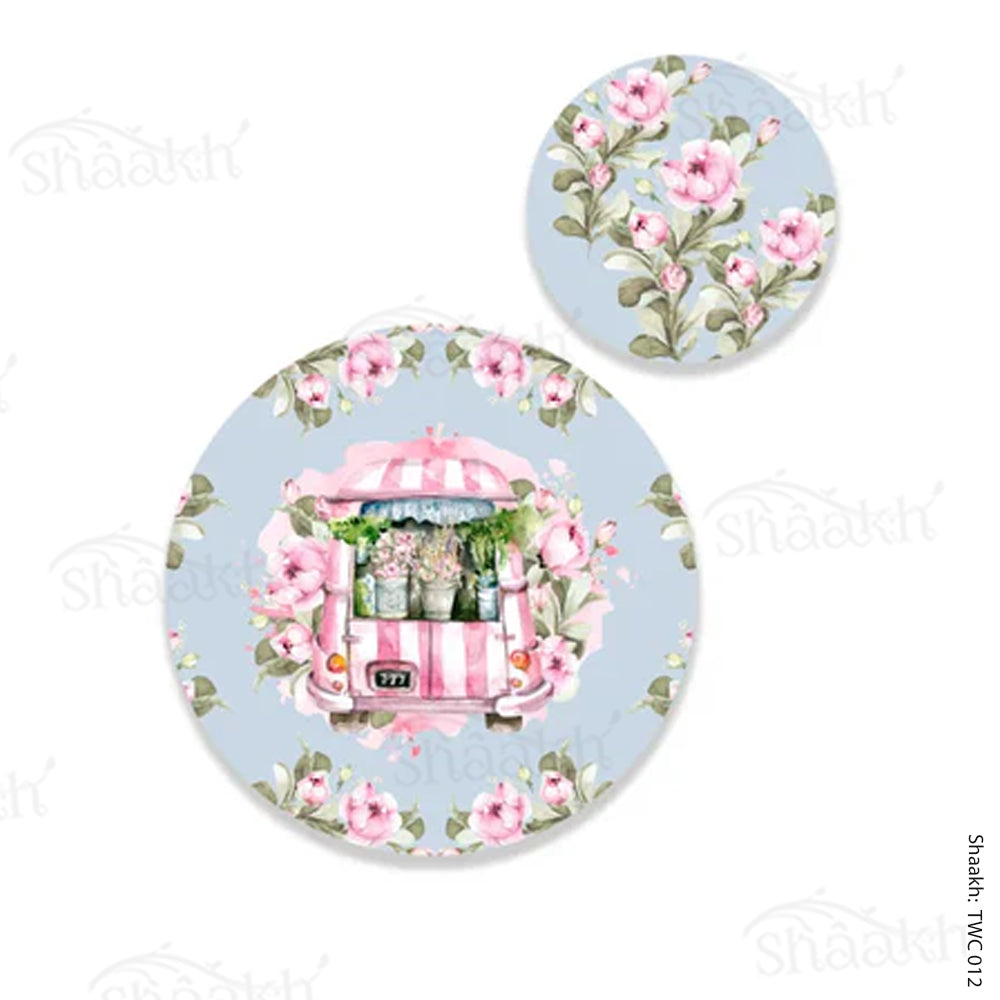 Flower Truck Coordinated Mats & Trivets Set | TWC 012 ( 8 Mats, 4 Trivets )