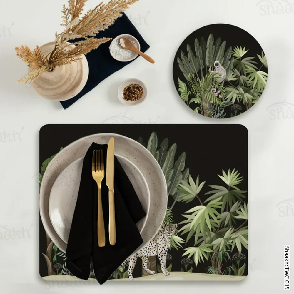 “Leopard Trail” Coordinated Mats & Trivets Set | TWC 015 (8 Mats, 4 Trivets)