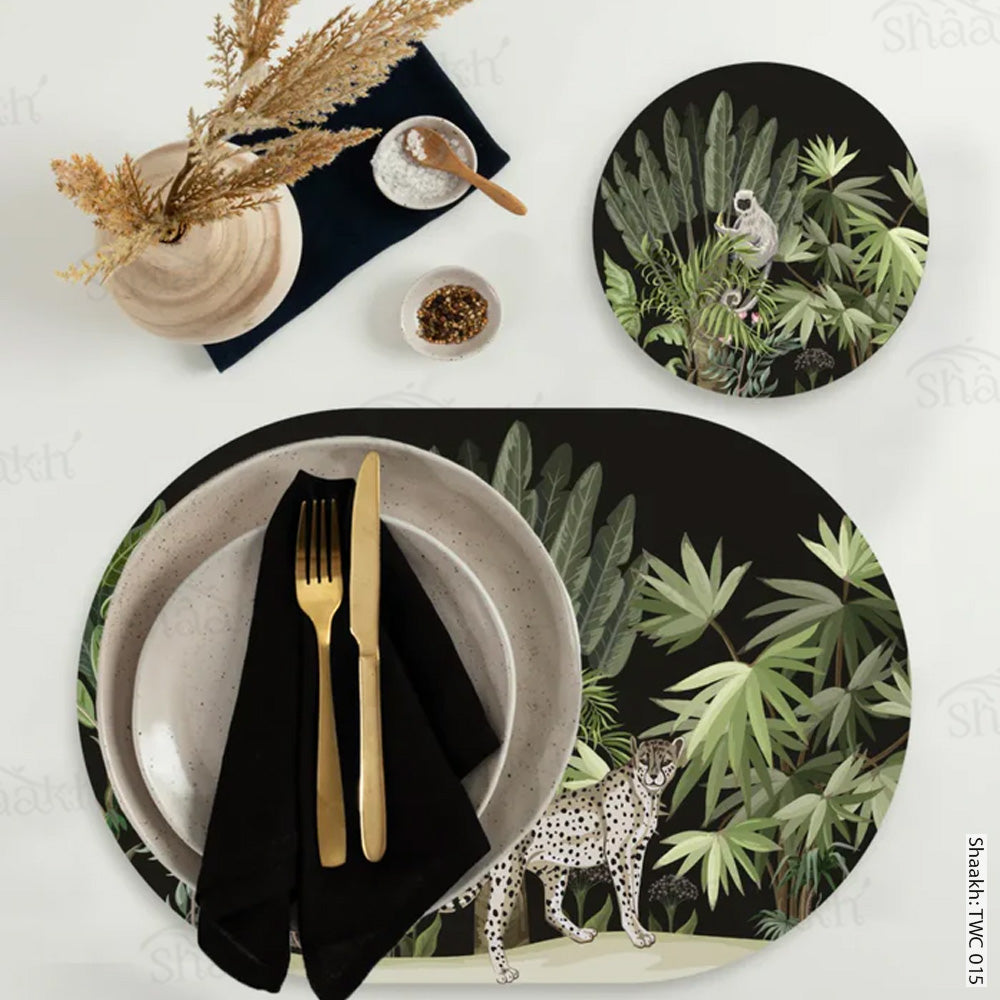 “Leopard Trail” Coordinated Mats & Trivets Set | TWC 015 (8 Mats, 4 Trivets)