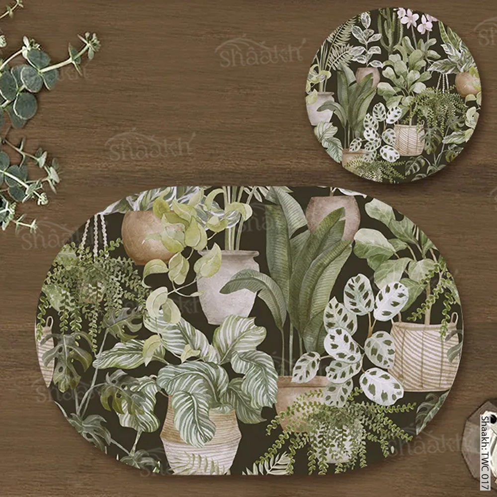Botanical Heaven Coordinated Mats & Trivets Set | TWC 017 (8 Mats, 4 Trivets)
