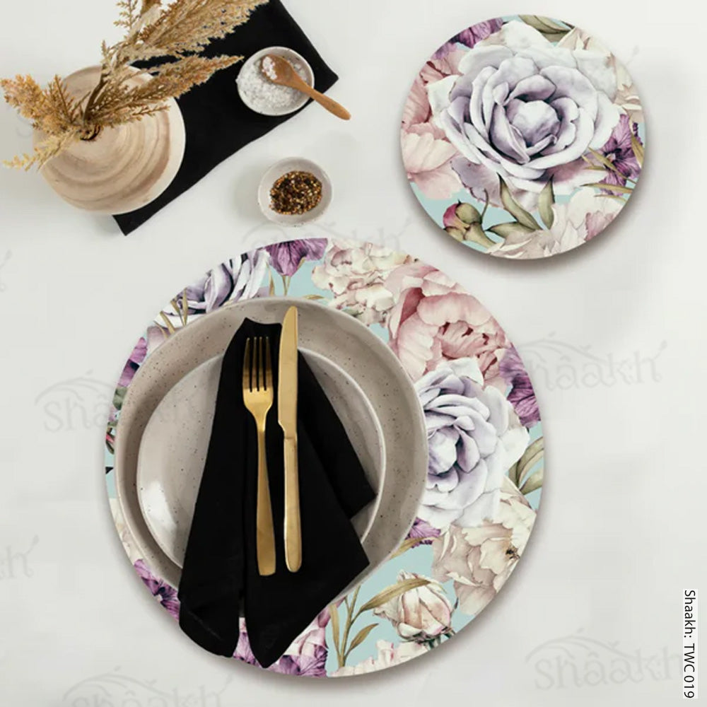 Blooming Blossoms Coordinated Set | TWC 019 ( 8 Mats, 4 Trivets )
