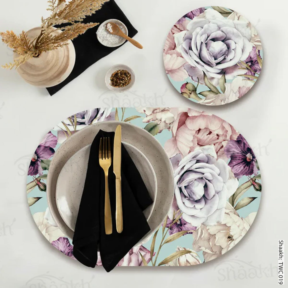 Blooming Blossoms Coordinated Set | TWC 019 ( 8 Mats, 4 Trivets )