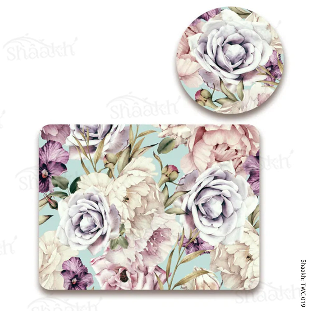Blooming Blossoms Coordinated Set | TWC 019 ( 8 Mats, 4 Trivets )