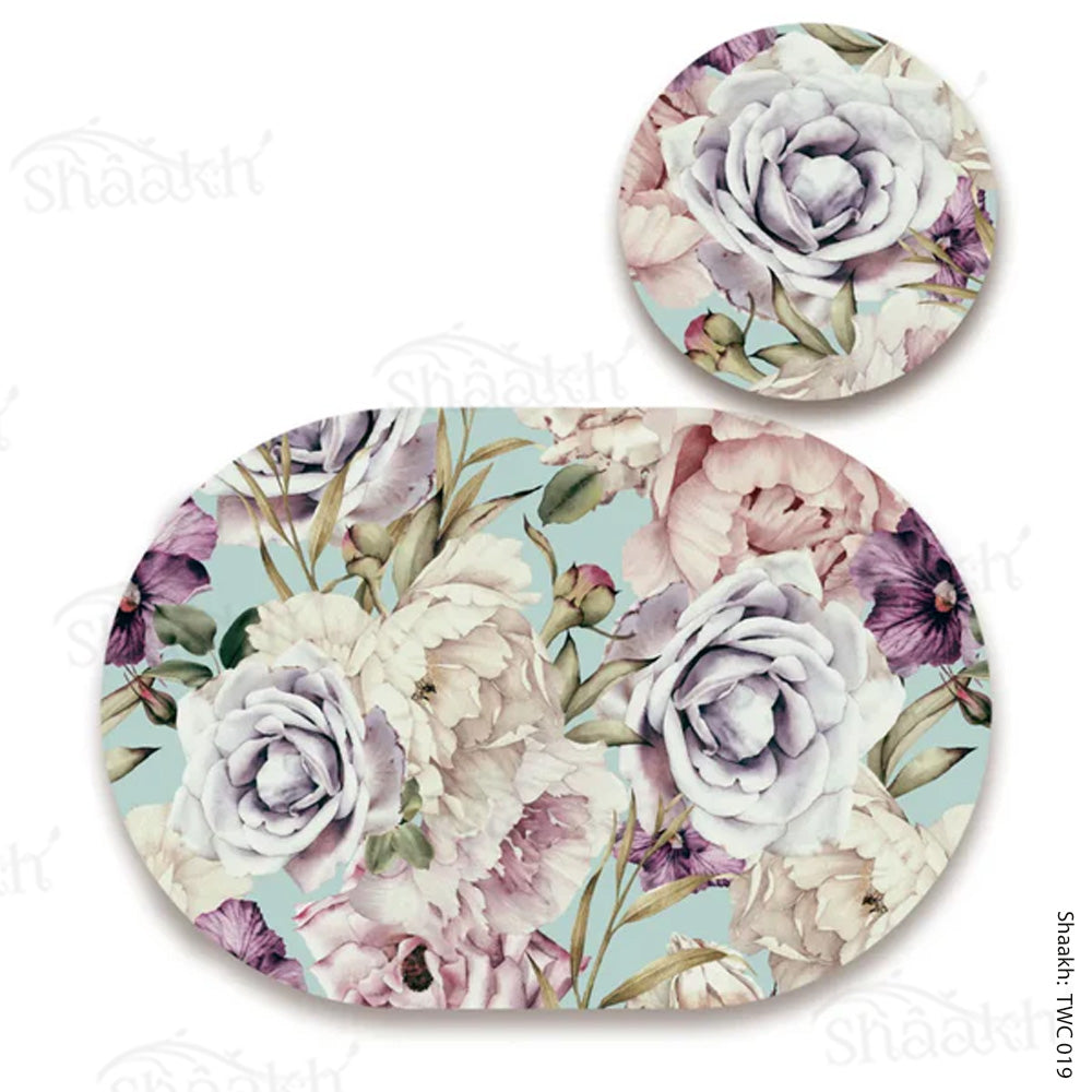 Blooming Blossoms Coordinated Set | TWC 019 ( 8 Mats, 4 Trivets )