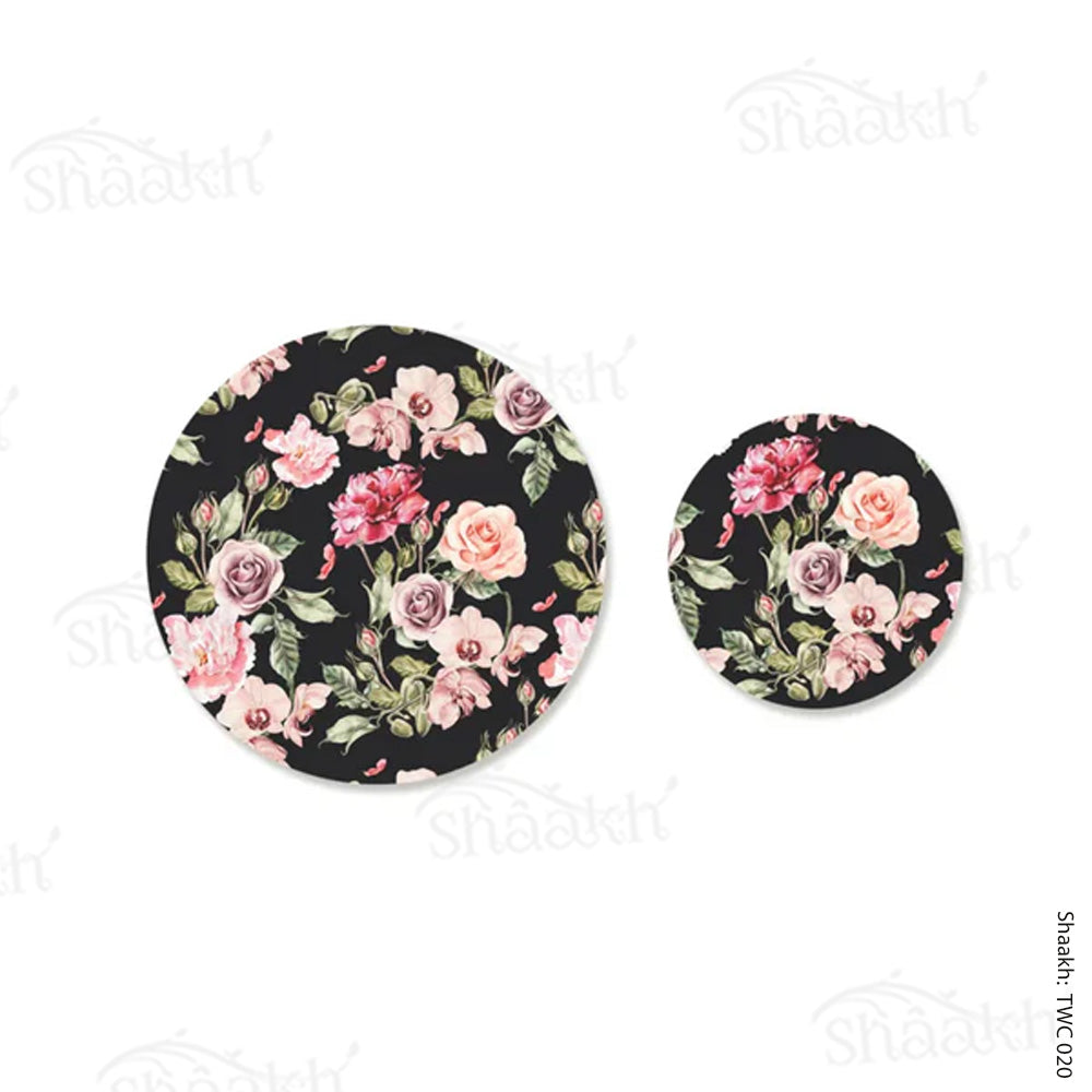 Orchid, Roses and Peony flowers Coordinated Mats & Trivets Set | TWC 020 ( 8 Mats, 4 Trivets )