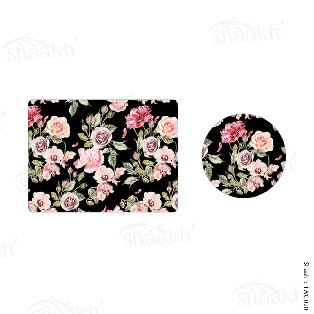 Orchid, Roses and Peony flowers Coordinated Mats & Trivets Set | TWC 020 ( 8 Mats, 4 Trivets )