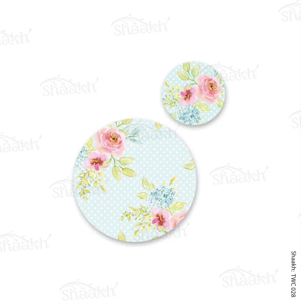 Vintage roses on dotted background Coordinated Mats & Trivets Set | TWC 028 ( 8 Mats, 4 Trivets )