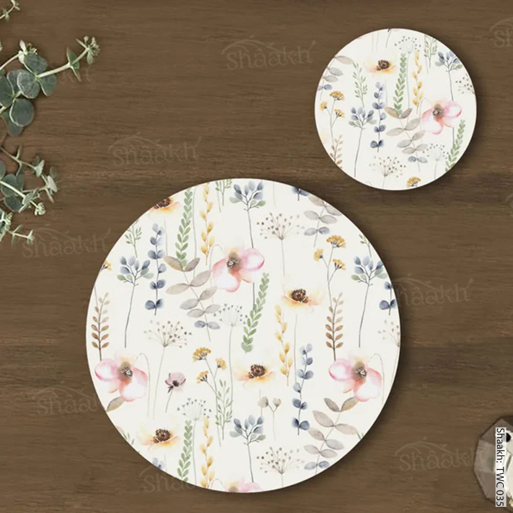 Vintage Flowers Coordinated Mats & Trivets Set | TWC 035 ( 8 Mats, 4 Trivets )