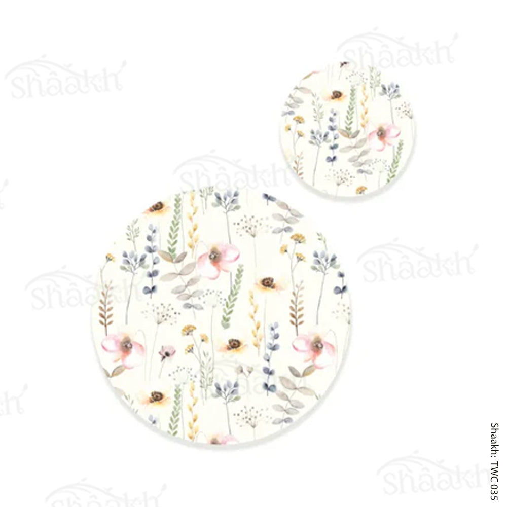 Vintage Flowers Coordinated Mats & Trivets Set | TWC 035 ( 8 Mats, 4 Trivets )