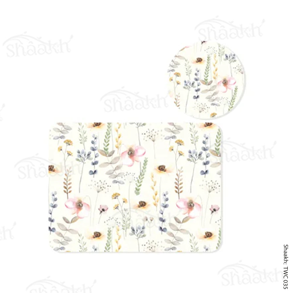 Vintage Flowers Coordinated Mats & Trivets Set | TWC 035 ( 8 Mats, 4 Trivets )