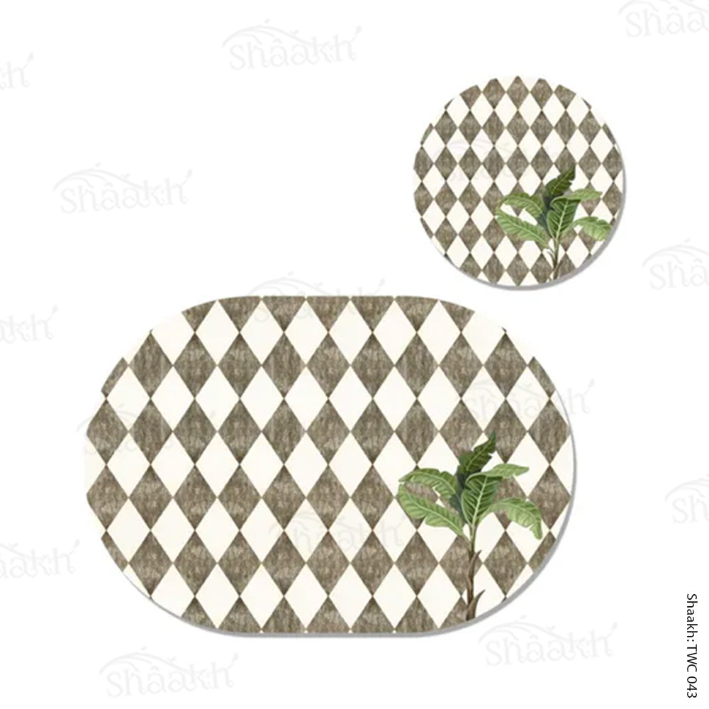 A lone palm on vintage background Coordinated Mats & Trivets Set | TWC 043 ( 8 Mats, 4 Trivets )