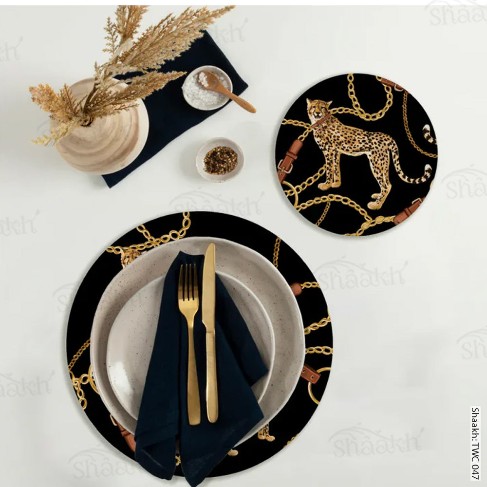 The Royal Leopard Coordinated Mats & Trivets Set | TWC 047 ( 8 Mats, 4 Trivets )